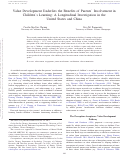 Cover page: Value Development Underlies the Benefits of Parents’ Involvement in Children’s Learning: A Longitudinal Investigation in the United States and China