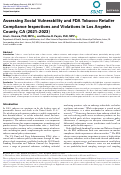 Cover page of Assessing Social Vulnerability and FDA Tobacco Retailer Compliance Inspections and Violations in Los Angeles County, CA (2021–2023)