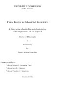 Cover page: Three Essays in Behavioral Economics