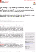 Cover page: Two Sides of a Coin: a Zika Virus Mutation Selected in Pregnant Rhesus Macaques Promotes Fetal Infection in Mice but at a Cost of Reduced Fitness in Nonpregnant Macaques and Diminished Transmissibility by Vectors