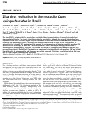 Cover page: Zika virus replication in the mosquito Culex quinquefasciatus in Brazil