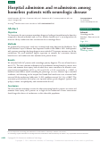 Cover page: Hospital admission and readmission among homeless patients with neurologic disease.