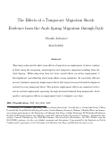 Cover page: The Effects of a Temporary Migration Shock: Evidence from the Arab Spring Migration through Italy