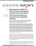 Cover page: Mislocalisation of BEST1 in iPSC-derived retinal pigment epithelial cells from a family with autosomal dominant vitreoretinochoroidopathy (ADVIRC)