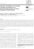 Cover page: Psychosocial Predictors of Suicidal Thoughts and Behaviors in Mexican-Origin Youths: An 8-Year Prospective Cohort Study