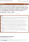 Cover page: Maternal sociodemographic characteristics and the use of the Iowa Infant Attitude Feeding Scale to describe breastfeeding initiation and duration in a population of urban, Latina mothers: a prospective cohort study