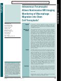 Cover page: Intravenous Ferumoxytol Allows Noninvasive MR Imaging Monitoring of Macrophage Migration into Stem Cell Transplants