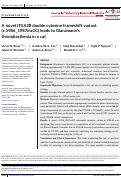 Cover page: A novel ITGA2B double cytosine frameshift variant (c.1986_1987insCC) leads to Glanzmann's thrombasthenia in a cat