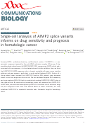 Cover page: Single-cell analysis of AIMP2 splice variants informs on drug sensitivity and prognosis in hematologic cancer