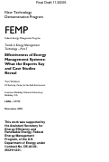 Cover page: Trends in Energy Management Technologies - Part 5: Effectiveness of Energy Management 
Systems: What the Experts Say and Case Studies Reveal