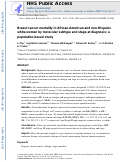 Cover page: Breast Cancer Mortality in African-American and Non-Hispanic White Women by Molecular Subtype and Stage at Diagnosis: A Population-Based Study