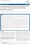 Cover page: A genomic perspective on a new bacterial genus and species from the Alcaligenaceae family, Basilea psittacipulmonis