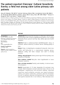 Cover page: The patient‐reported Clinicians’ Cultural Sensitivity Survey: a field test among older Latino primary care patients