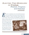 Cover page: Electric Two-Wheelers in China: Promise Progress and Potential
