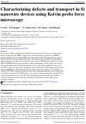 Cover page: Characterizing defects and transport in Si nanowire devices using Kelvin probe force microscopy