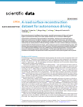 Cover page: A road surface reconstruction dataset for autonomous driving.