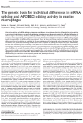 Cover page: The genetic basis for individual differences in mRNA splicing and APOBEC1 editing activity in murine macrophages