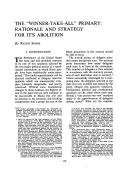 Cover page: The "Winner-Take-All" Primary: Rationale and Strategy for It's Abolition