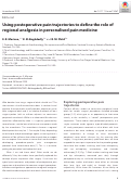 Cover page: Using postoperative pain trajectories to define the role of regional analgesia in personalised pain medicine