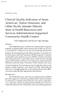 Cover page: Clinical Quality Indicators of Asian American, Native Hawaiian, and Other Pacific Islander Patients Seen at Health Resources and Services Administration-Supported Community Health Centers