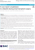 Cover page: A case report: anaphylaxis to cefazolin during renal transplant surgery