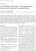 Cover page: Lateral Mobility of Presynaptic α7-Containing Nicotinic Receptors and Its Relevance for Glutamate Release