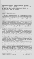 Cover page: Ethnography, Linguistics, Narrative Inequality: Toward an Understanding of Voice by Dell Hymes. London, UK and Bristol, PA : Taylor &amp; Francis (Critical Perspectives on Literacy and Education series), 1996. Pp. xiv+258pp.