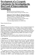 Cover page: Development of a Cryogenic Calorimeter for Investigating Beam-Based Heat Load of Superconducting Undulators