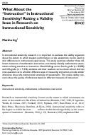 Cover page: What About the “Instruction” in Instructional Sensitivity? Raising a Validity Issue in Research on Instructional Sensitivity