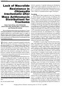 Cover page: Lack of Macrolide Resistance in Chlamydia trachomatis after Mass Azithromycin Distributions for Trachoma - Volume 15, Number 7—July 2009 - Emerging Infectious Diseases journal - CDC