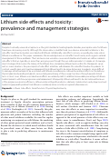 Cover page: Lithium side effects and toxicity: prevalence and management strategies