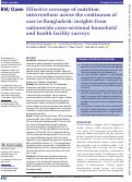 Cover page: Effective coverage of nutrition interventions across the continuum of care in Bangladesh: insights from nationwide cross-sectional household and health facility surveys