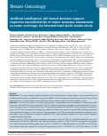 Cover page: Artificial intelligence (AI)-based decision support improves reproducibility of tumor response assessment in neuro-oncology: An international multi-reader study