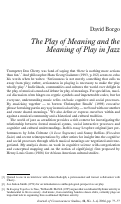 Cover page: The play of meaning and the meaning of play in jazz
