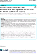 Cover page: Mutation-Attention (MuAt): deep representation learning of somatic mutations for tumour typing and subtyping.