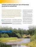 Cover page: California's agricultural regions gear up to actively manage groundwater use and protection