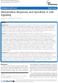 Cover page: Ultrasensitive Responses and Specificity in Cell Signaling