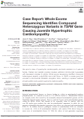 Cover page: Case Report: Whole Exome Sequencing Identifies Compound Heterozygous Variants in TSFM Gene Causing Juvenile Hypertrophic Cardiomyopathy.