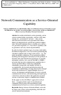 Cover page: Network Communication as a Service-Oriented Capability