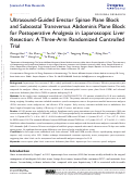 Cover page of Ultrasound-Guided Erector Spinae Plane Block and Subcostal Transversus Abdominis Plane Block for Postoperative Analgesia in Laparoscopic Liver Resection: A Three-Arm Randomized Controlled Trial