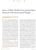 Cover page: Does a Public Health Crisis Justify More Research with Incarcerated People?