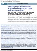 Cover page: Psychosocial stress and ovarian function in adolescent and young adult cancer survivors.