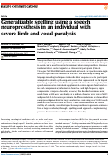 Cover page: Generalizable spelling using a speech neuroprosthesis in an individual with severe limb and vocal paralysis