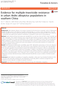 Cover page: Evidence for multiple-insecticide resistance in urban Aedes albopictus populations in southern China