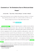 Cover page: Comment on "Air Emissions Due to Wind and Solar Power" and Supporting Information