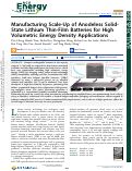 Cover page: Manufacturing Scale-Up of Anodeless Solid-State Lithium Thin-Film Batteries for High Volumetric Energy Density Applications