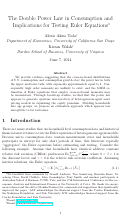 Cover page: The Double Power Law in Consumption and Implications for Testing Euler Equations