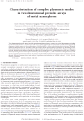 Cover page: Characterization of complex plasmonic modes in two-dimensional periodic arrays of metal nanospheres