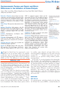 Cover page: Socioeconomic Factors and Racial and Ethnic Differences in the Initiation of Home Dialysis