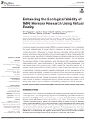 Cover page: Enhancing the Ecological Validity of fMRI Memory Research Using Virtual Reality.